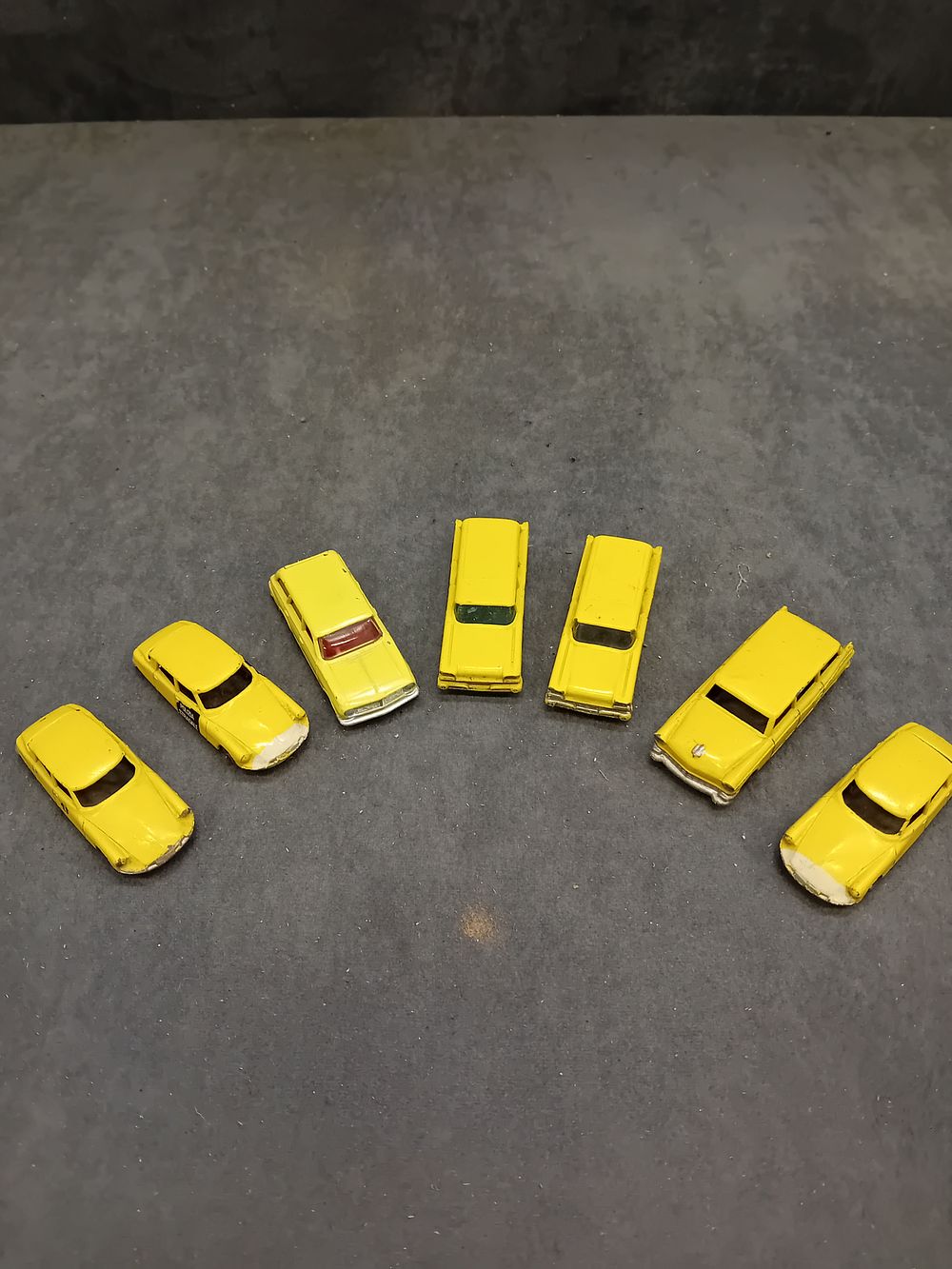 Lot 370: A Collection of Seven Vintage Lesney Matchbox Yellow Die-Cast Toy Cars, 1950s-1960s