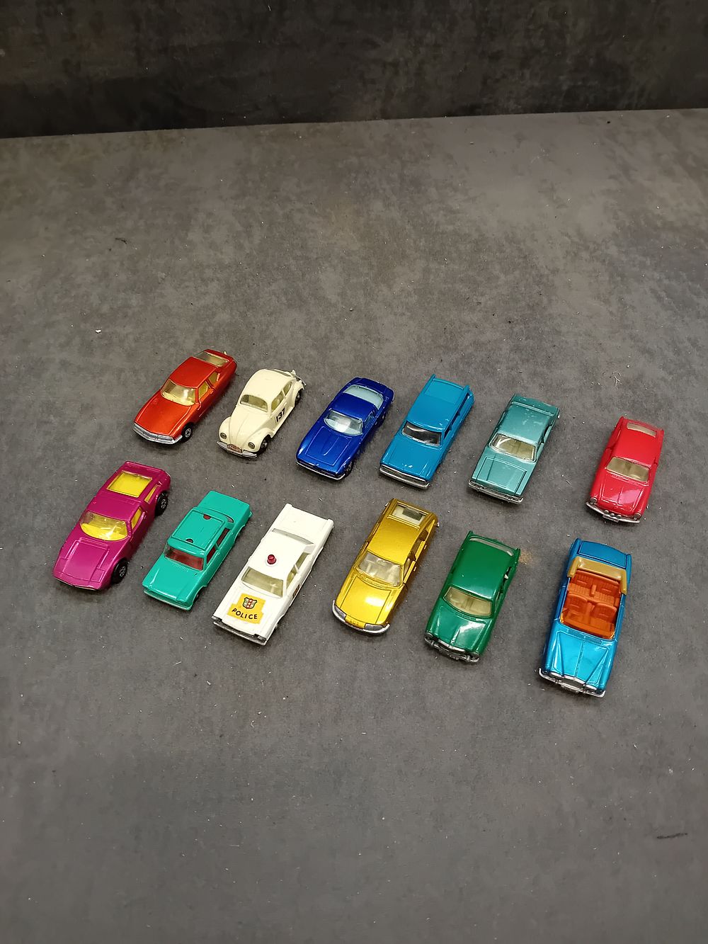 Lot 371: A Collection of Twelve Die-Cast Model Cars, including a Lesney Matchbox Superfast 56 BMC Pininfarina