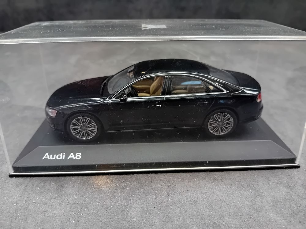 Lot 380: Kyosho Audi A8 D4 4H Quattro Phantom Black 1:43 Scale Dealer Model