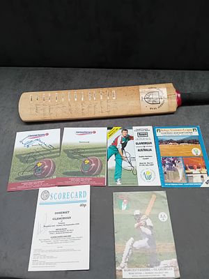 Mixed Lot of Signed Glamorgan Cricket items, cricket bat signed. programs some also signed. 