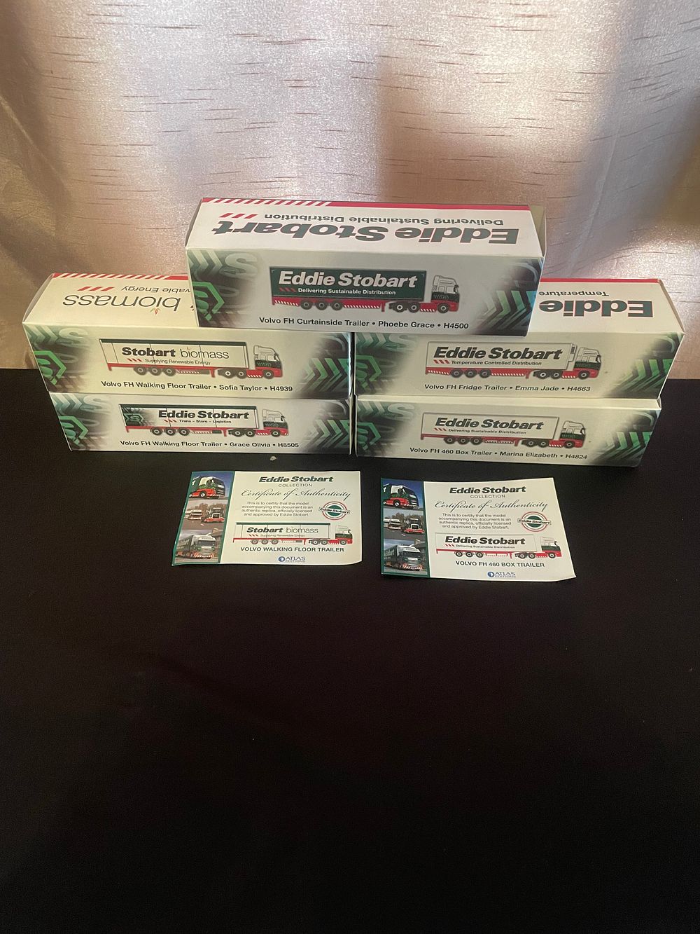 Lot 404: A Set of 5 Atlas Editions Eddie Stobart Volvo FH Die-Cast Model Trucks
