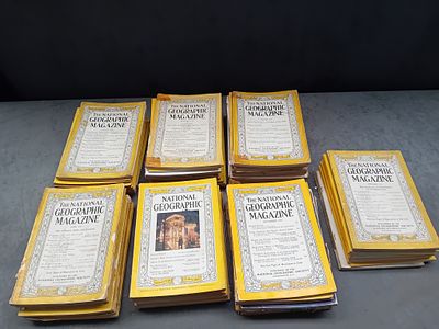 A Large Collection of Vintage National Geographic Magazines, 1930s-1950s. The lot comprises 