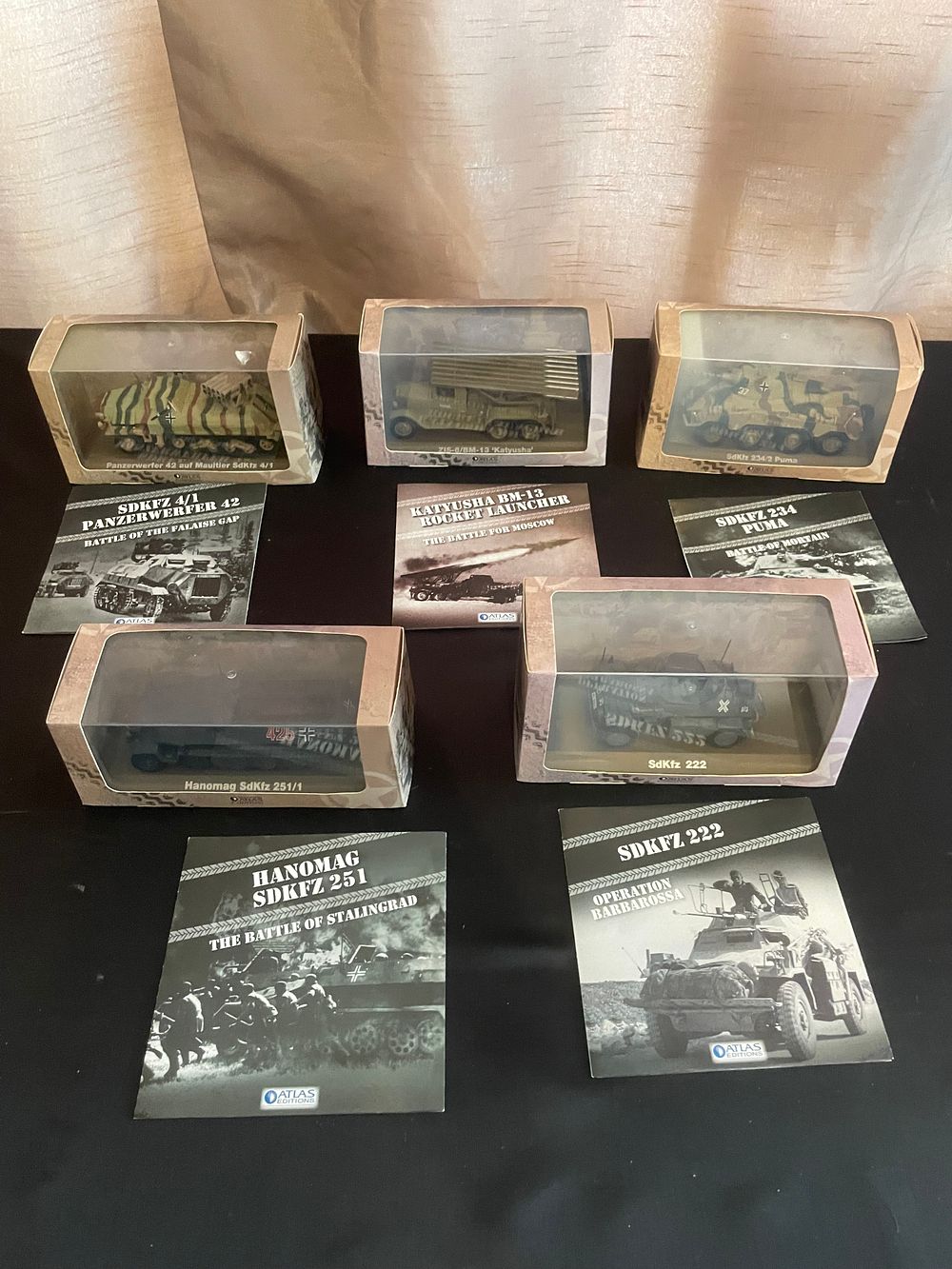 Lot 57: A Group of 5 Atlas Editions Die-Cast Military Vehicles