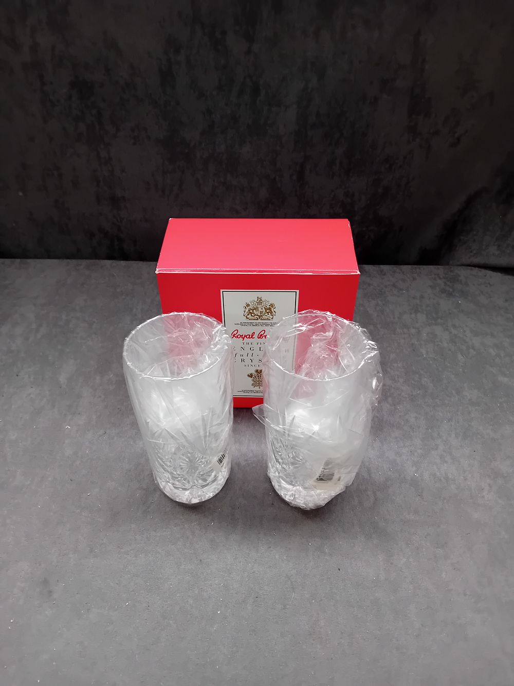Lot 244: A Set of 2 Royal Brierley Cut Crystal Tumblers