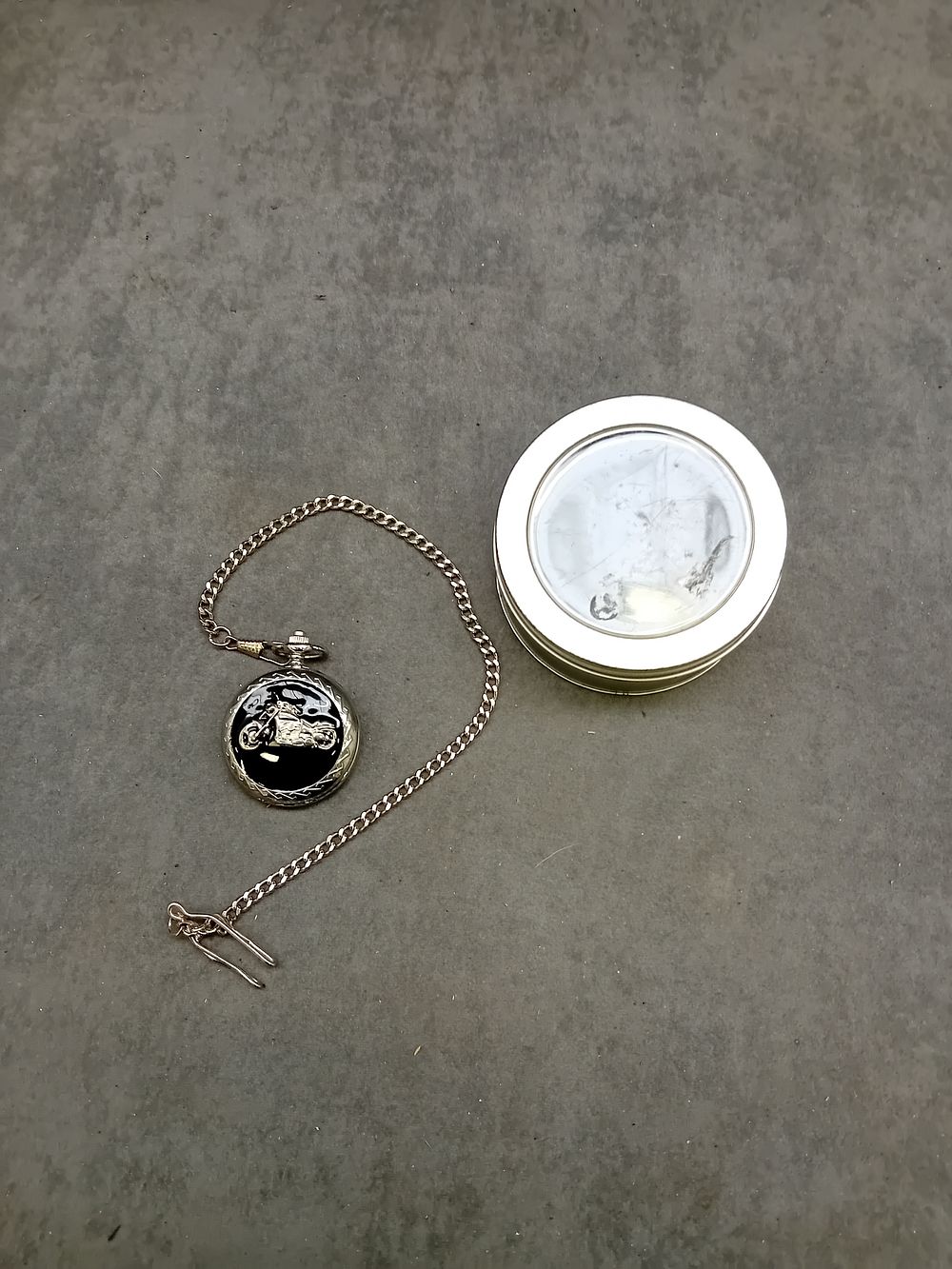 Lot 417: Quartz Biker Pocket watch as pictured in metal...