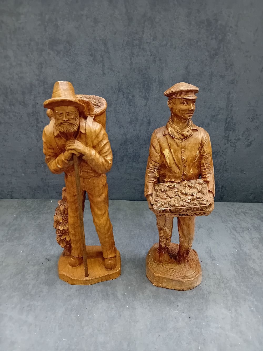 Lot 590: A Pair of German Hand Carved Wood Folk Art Figures, depicting Woodsmen