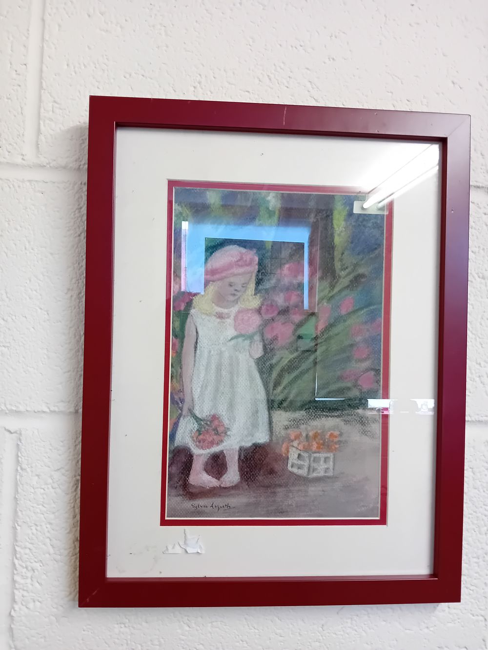 Lot 609: Sylvia Asquith, Signed Framed Pastel Drawing, Young Girl with Flowers