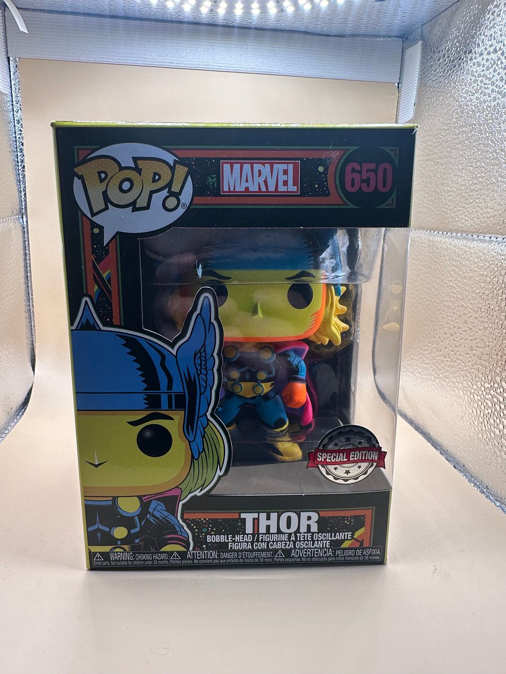 Lot 619: Funko Pop! Marvel Thor Black Light Vinyl Figure 650 Special Edition