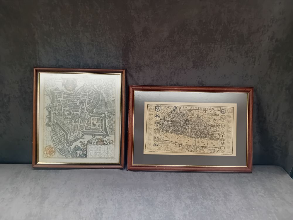 Lot 666: 2 x vintage map Prints framed. one of...