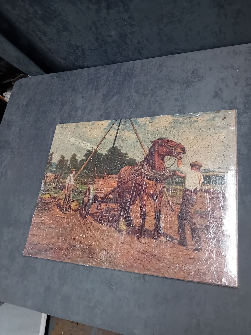 Lot 779: ARTWORK PUZZLE OF OLD SHIRE HORSE AND CART...