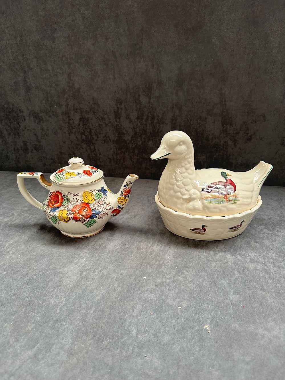 Lot 213: Staffs England Ceramic Duck Bowl and Cover and...