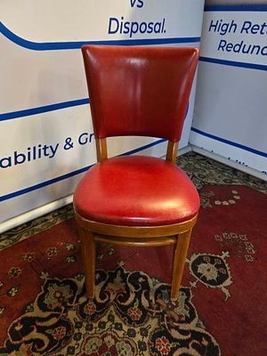 Set of 3 red leather side chairs reminiscent of the classic bentwood style pioneered by Michael 