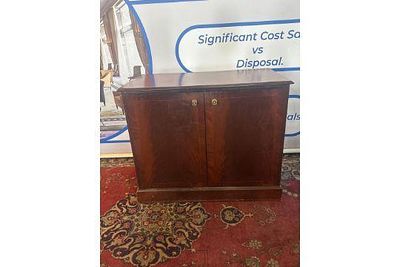 Item 3x Flamed mahogany twin door cabinet internally fitted with shelf & void for mini bar 111 