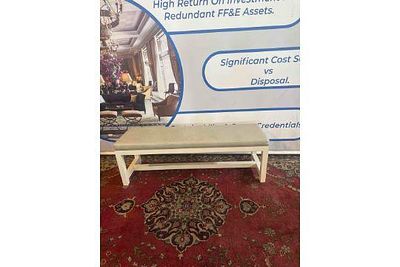 Item Bench This End Of Bed Bench Blends Wood Elements With A Neutral Leather Upholstery And 