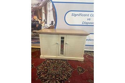 Item Two Door Cabinet Designed with blue and white ceramic handles A Sleek And Contemporary 