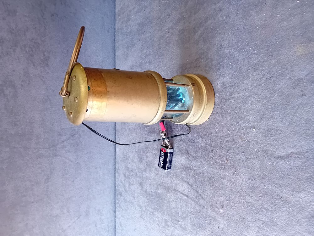 Lot 262: NEDD PRODUCTS LTD BRASS MINER SAFETY LAMP WITH LED MODIFICATION