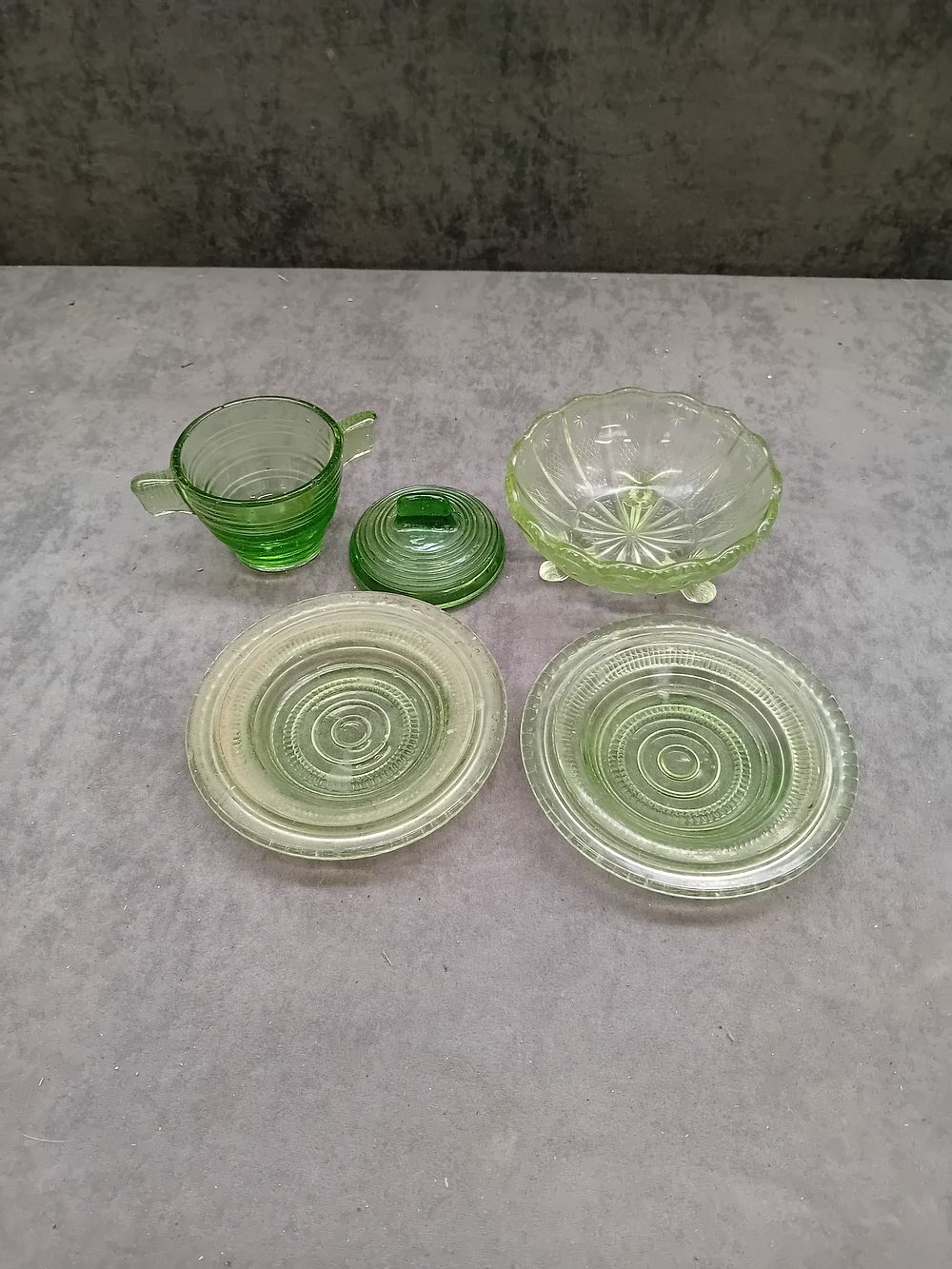 Lot 172: Mixed lot of Bohemian Green Pot and Saucers...