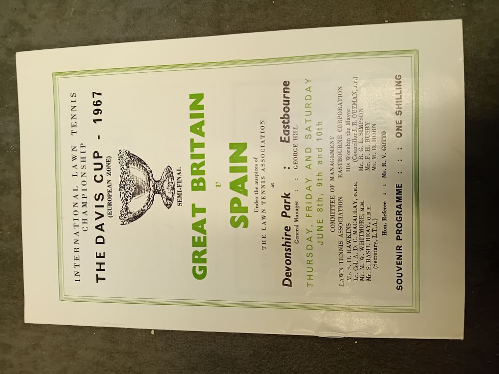 Lot 485: 1967 Davis Cup Tennis Semi-Final Souvenir Program Great Britain v Spain