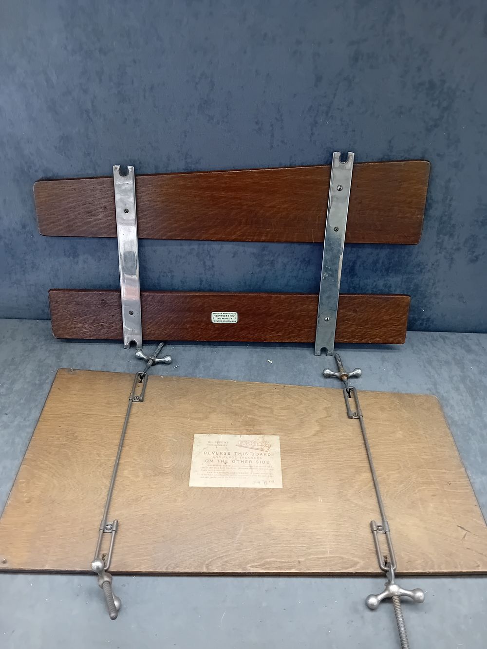 Lot 547: A Vintage Everitt's Patent Press Trouser Press for Hepworths'