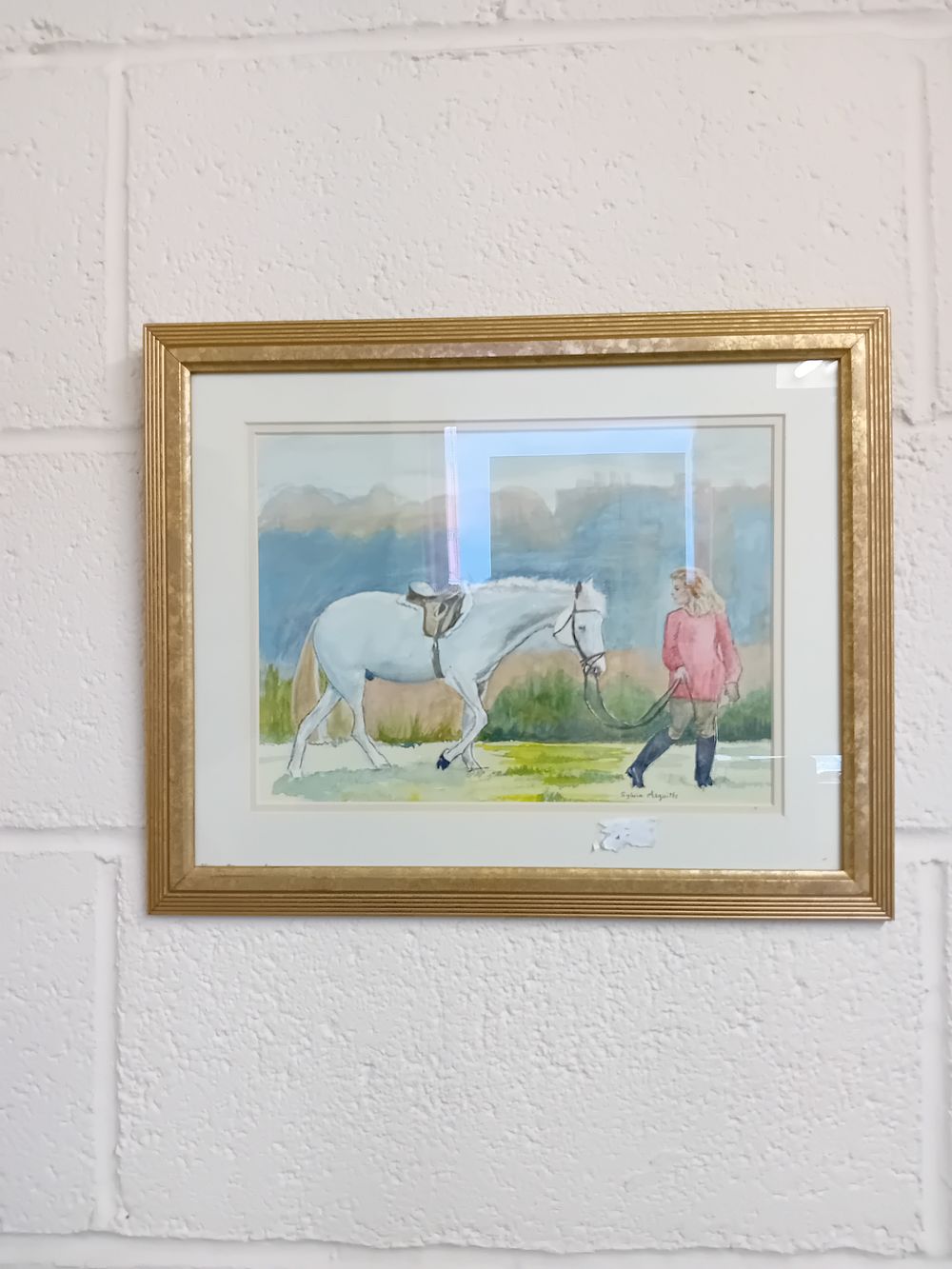 Lot 389: Sylvia Asquith, Equestrian Scene, A Framed Watercolor Painting