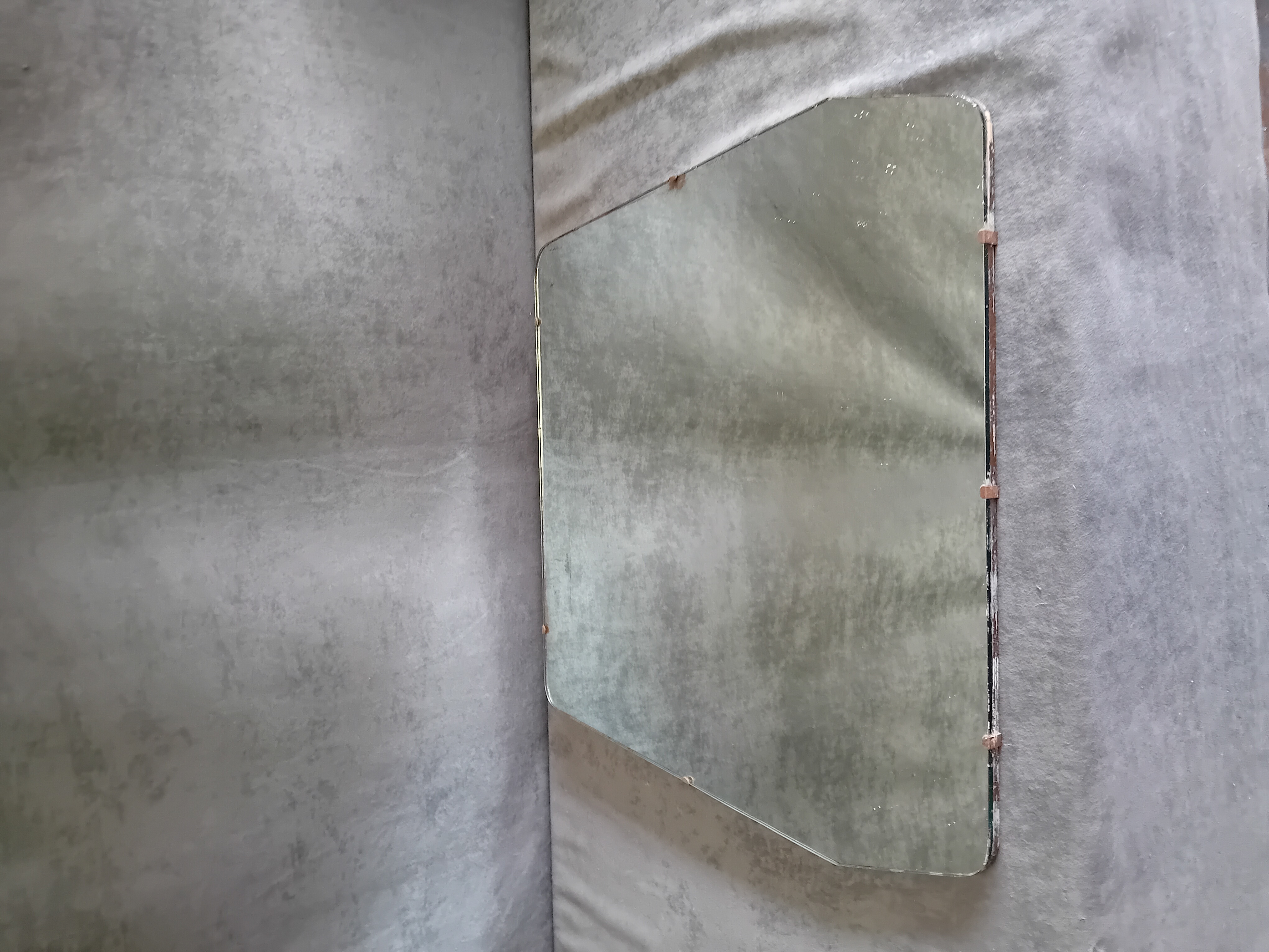 Mid-Century Frameless Wall Mirror with Clipped Corners
