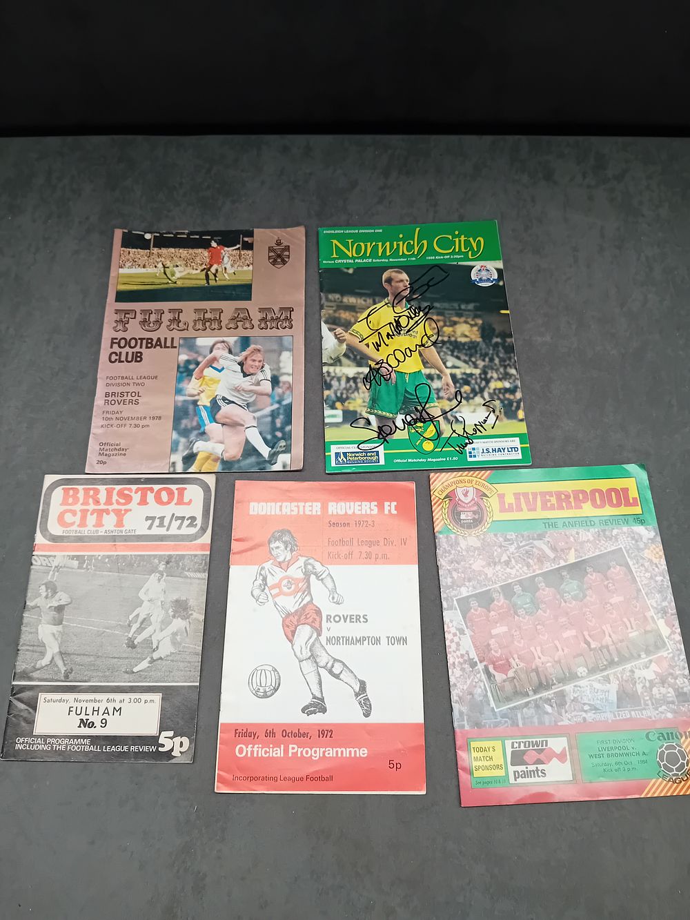 Lot 402: mixed lot of football programs, signed Fulham and...