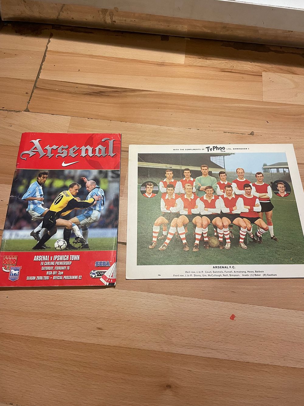 Lot 416: Arsenal match programme and photo card 