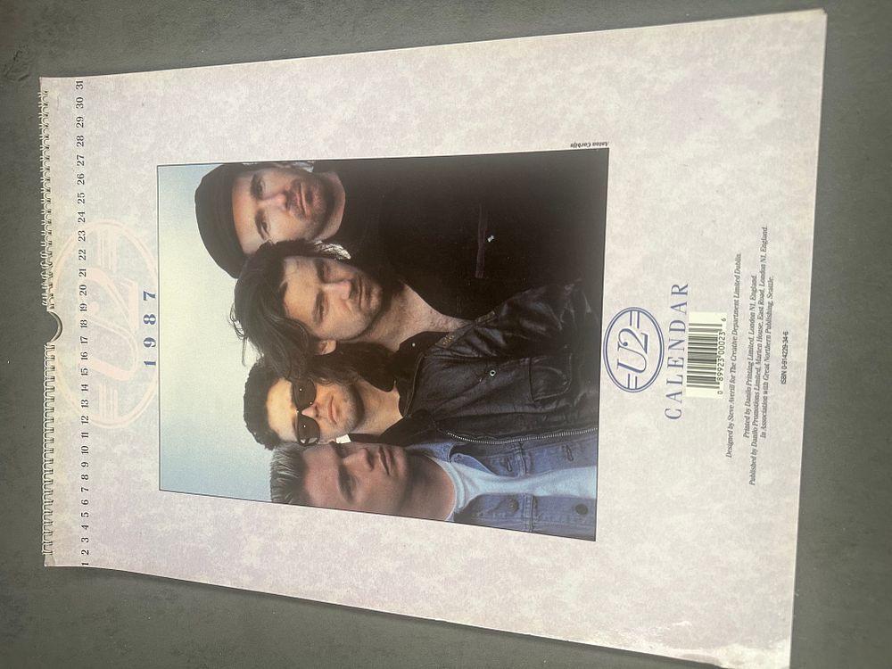 Lot 440: Vintage 1987 U2 Wall Calendar Featuring Photography by Anton Corbijn