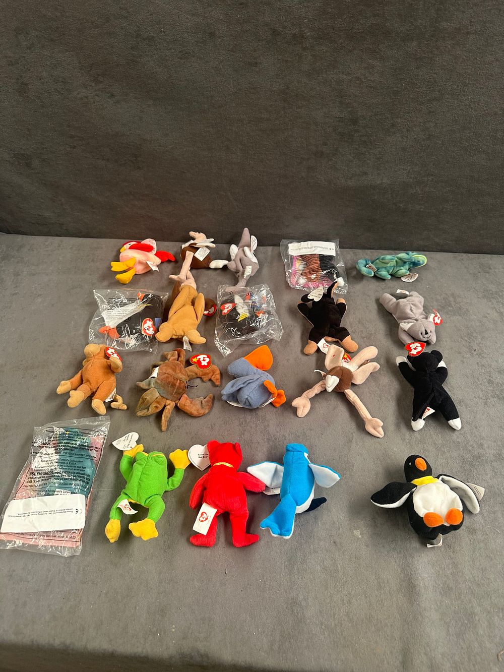 Lot 245: A Collection of Eighteen Ty Beanie Babies and McDonald's Teenie Beanie Babies Toys