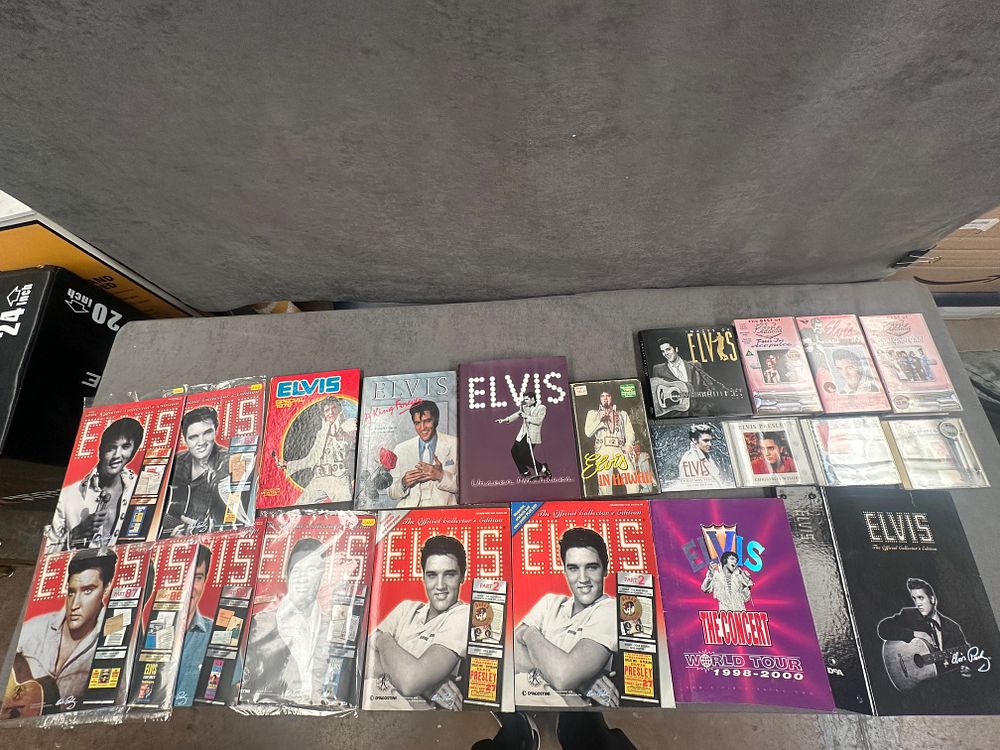 Lot 416: A Large Collection of Elvis Presley Memorabilia including DeAgostini Magazines and Graceland Archives Replicas