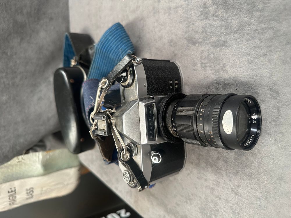 Lot 460: Praktica Super TL 35mm SLR Film Camera with 135mm f/3.5 Lens and Case