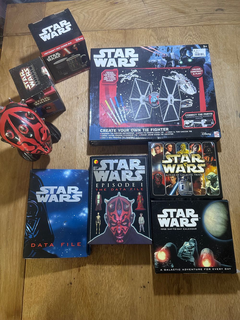 Lot 155: An Assortment of Star Wars Themed Collectibles and Memorabilia Including Darth Maul Bust