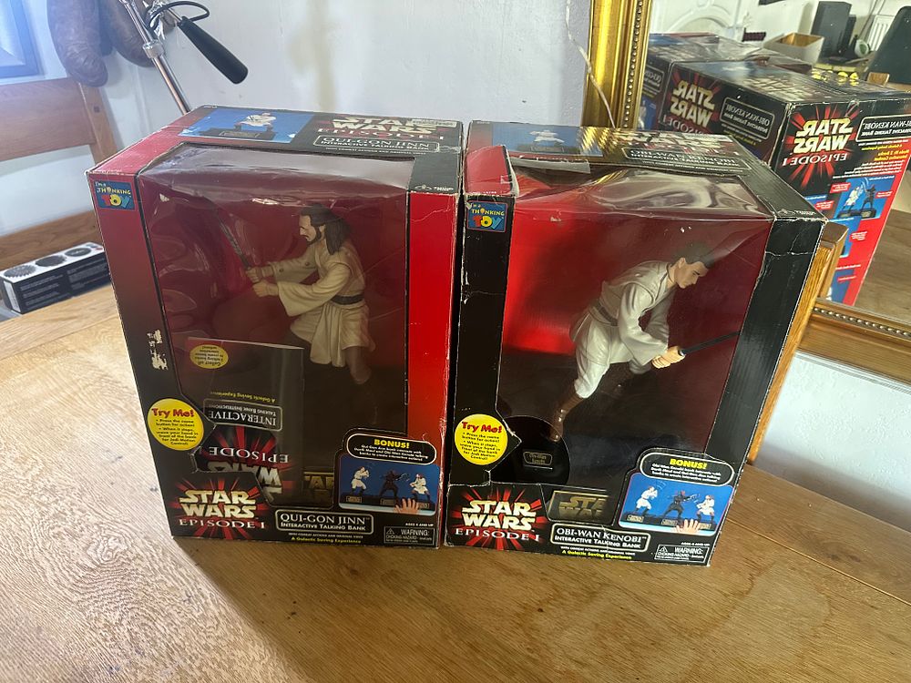 Lot 225: A Pair of Star Wars Episode I Interactive Talking Banks by Thinkway Toys