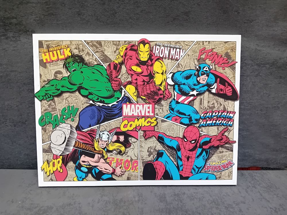 Lot 319: Marvel Comics Here Come The Heroes Canvas Print 80cm x 60cm