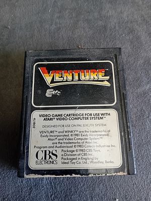 Atari 2600 Venture Video Game Cartridge by CBS Electronics. A vintage video game cartridge for 