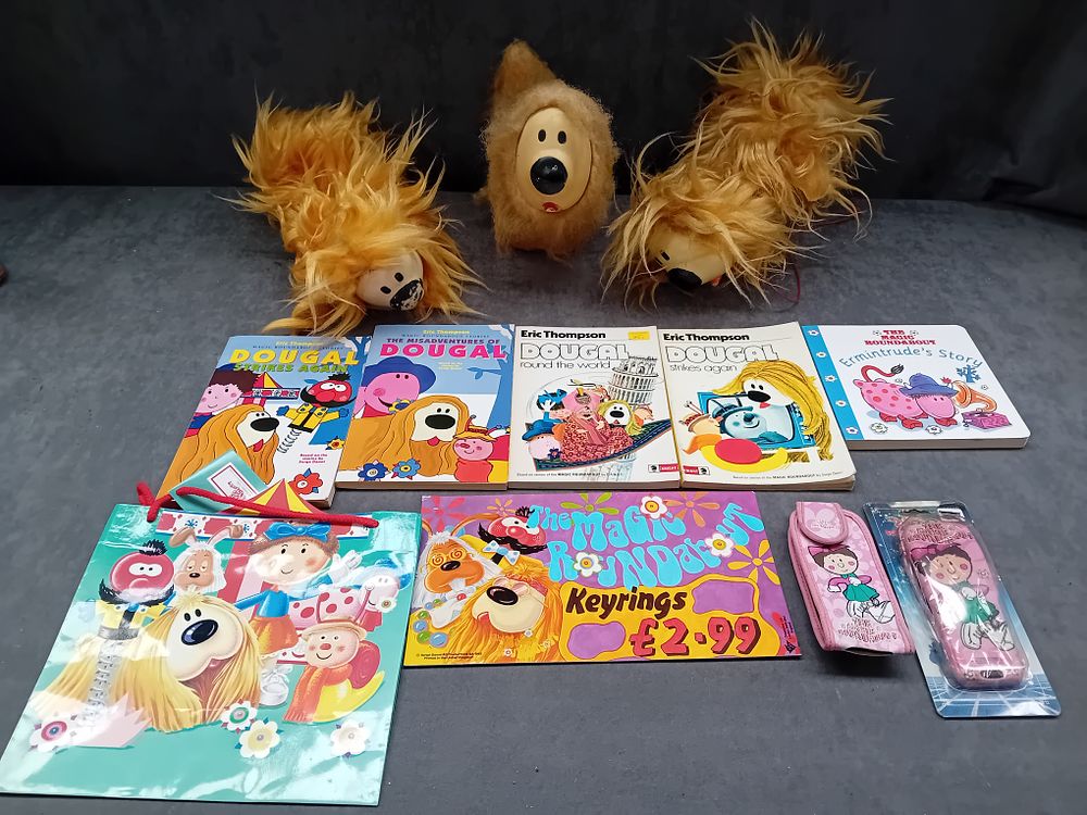 Lot 270: A Collection of 12 'The Magic Roundabout' Items, including Dougal Plush Toys and Books