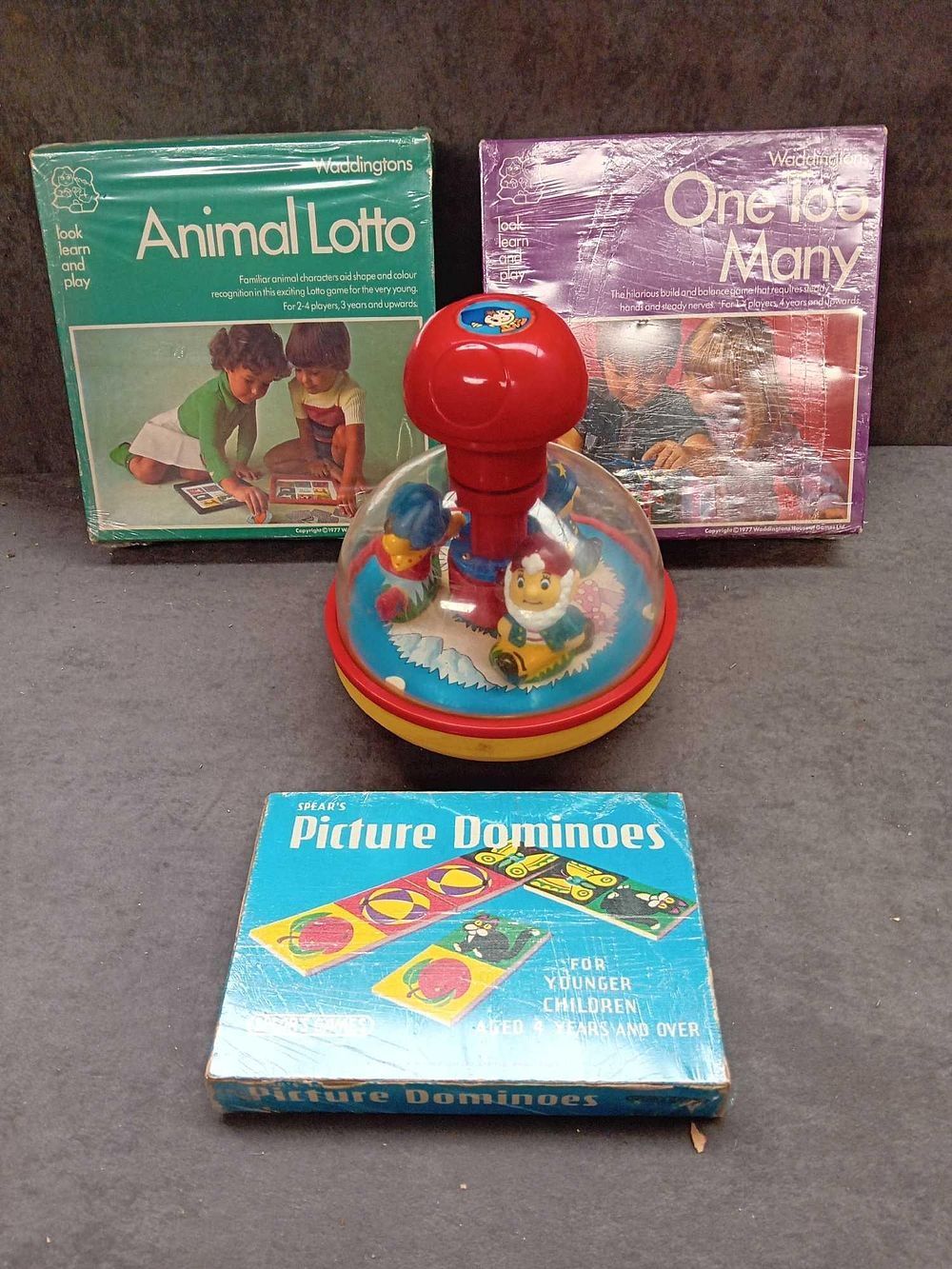 Lot 282: 4 x vintage toys 1 x Waddingtons animal...