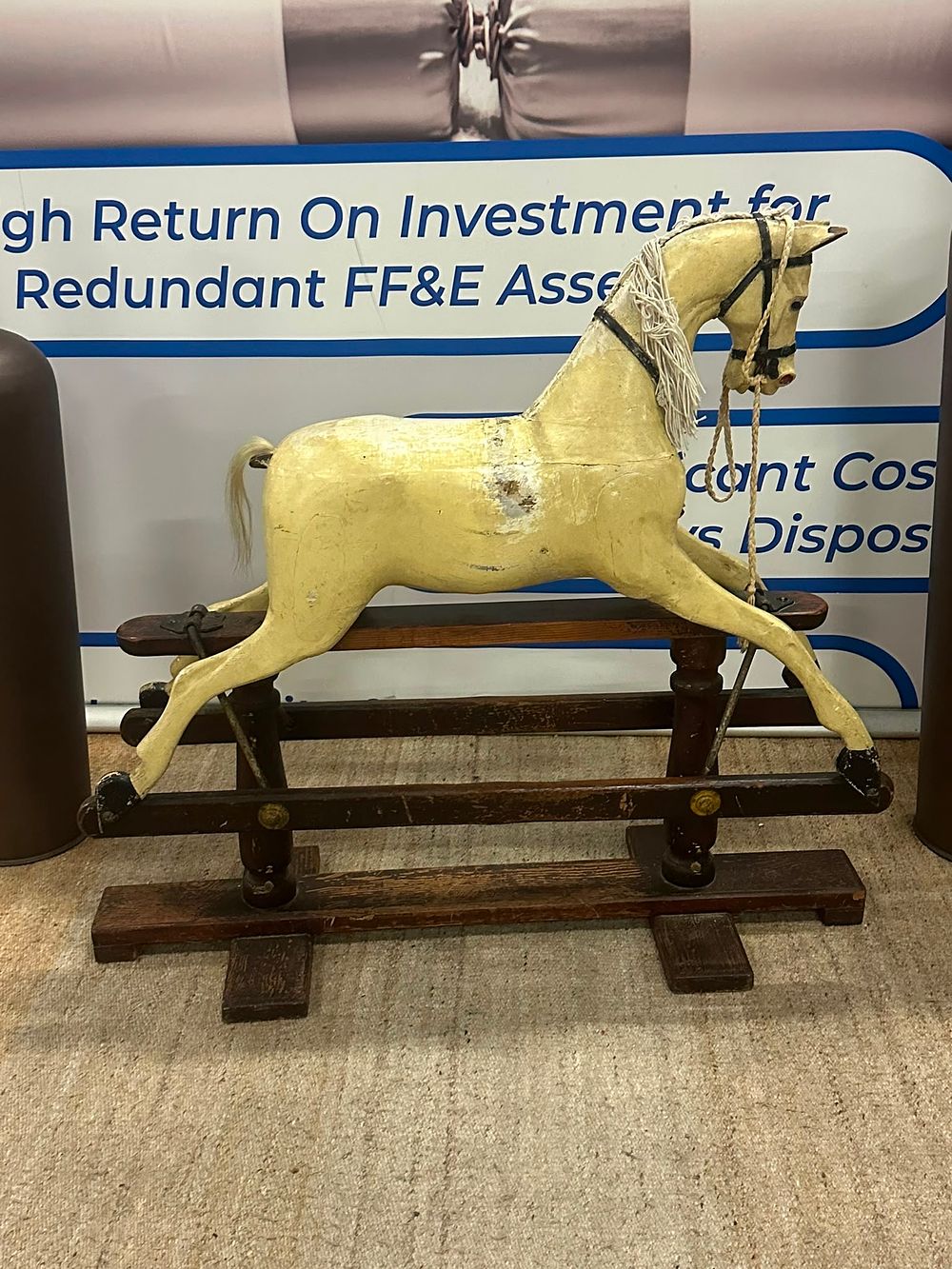 Lot 6: Antique Carved Wood Rocking Horse on Glider Stand known as Snowball the horse (been in current family for over 70 years and was purchased second hand!