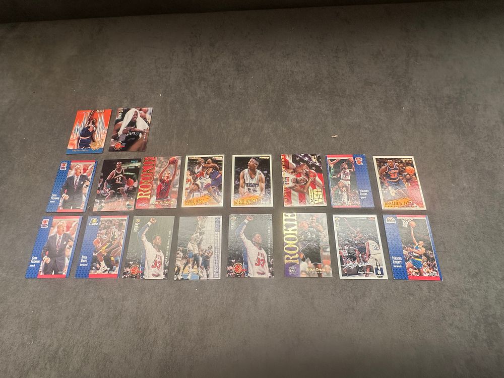 Lot 25: A Collection of Vintage NBA Basketball Trading Cards Including Shaquille O'Neal and Patrick Ewing