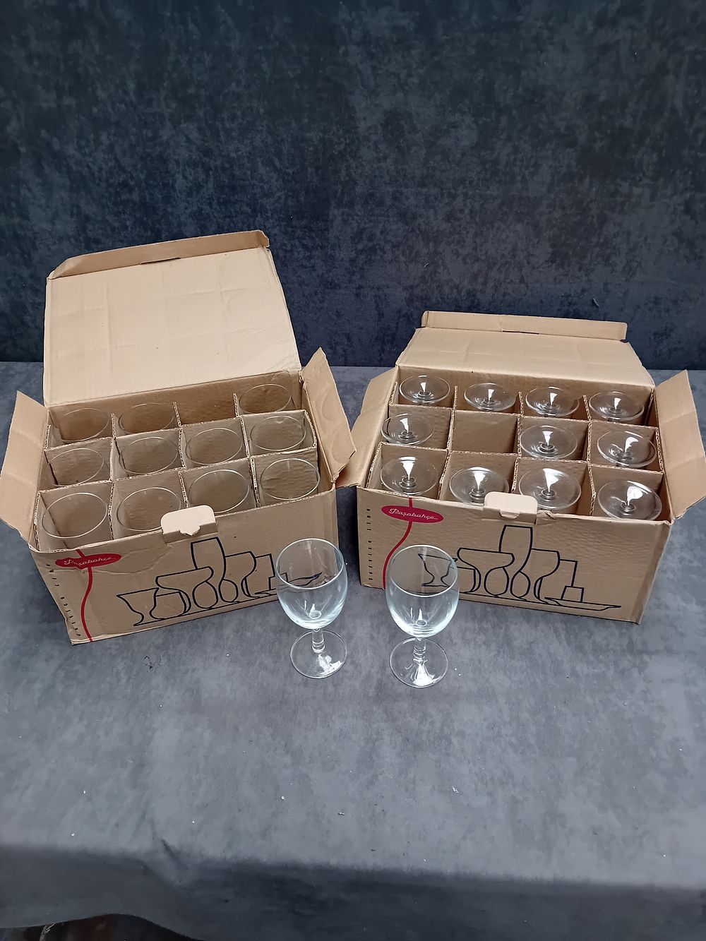 Lot 799: Lot of 24 Pasabahche wine glasses as pictured...