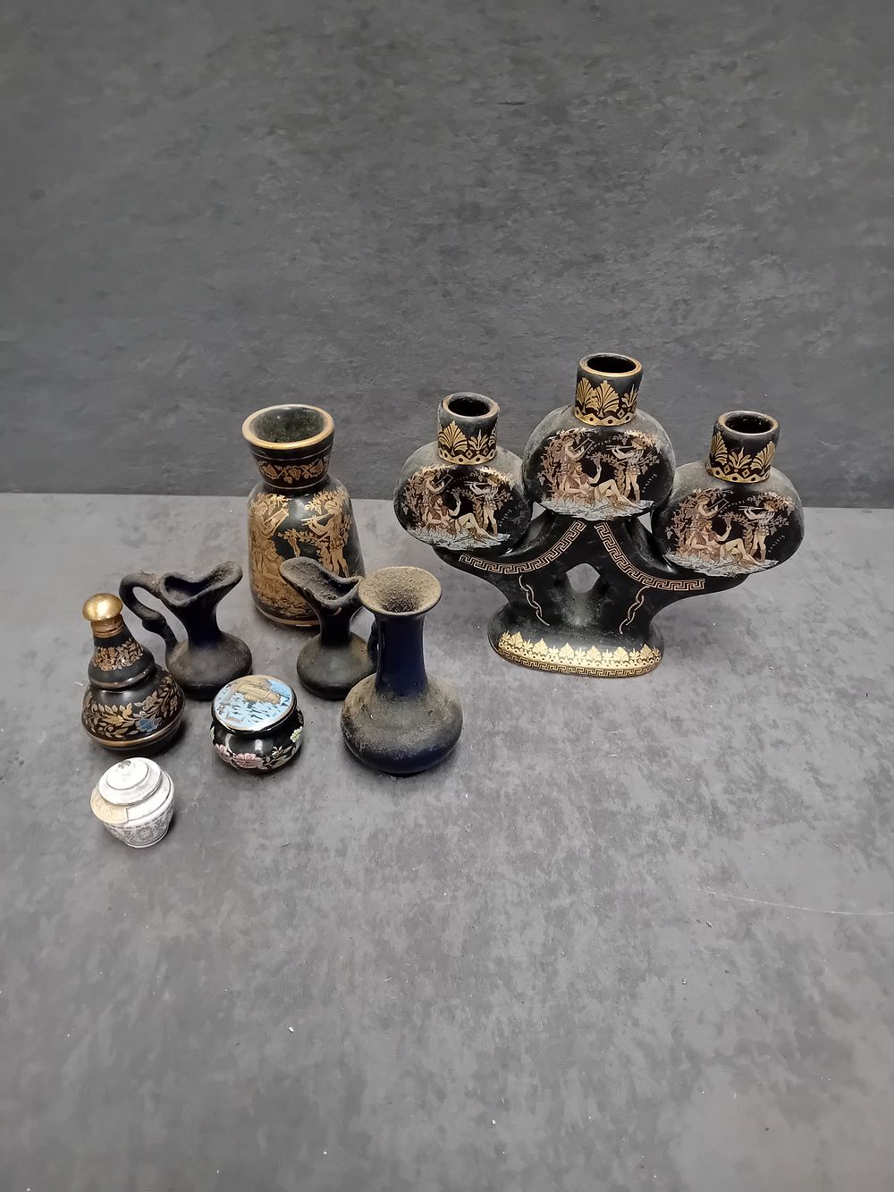 Lot 537: A Collection of Greek Neoclassical Style Gilded Ceramics