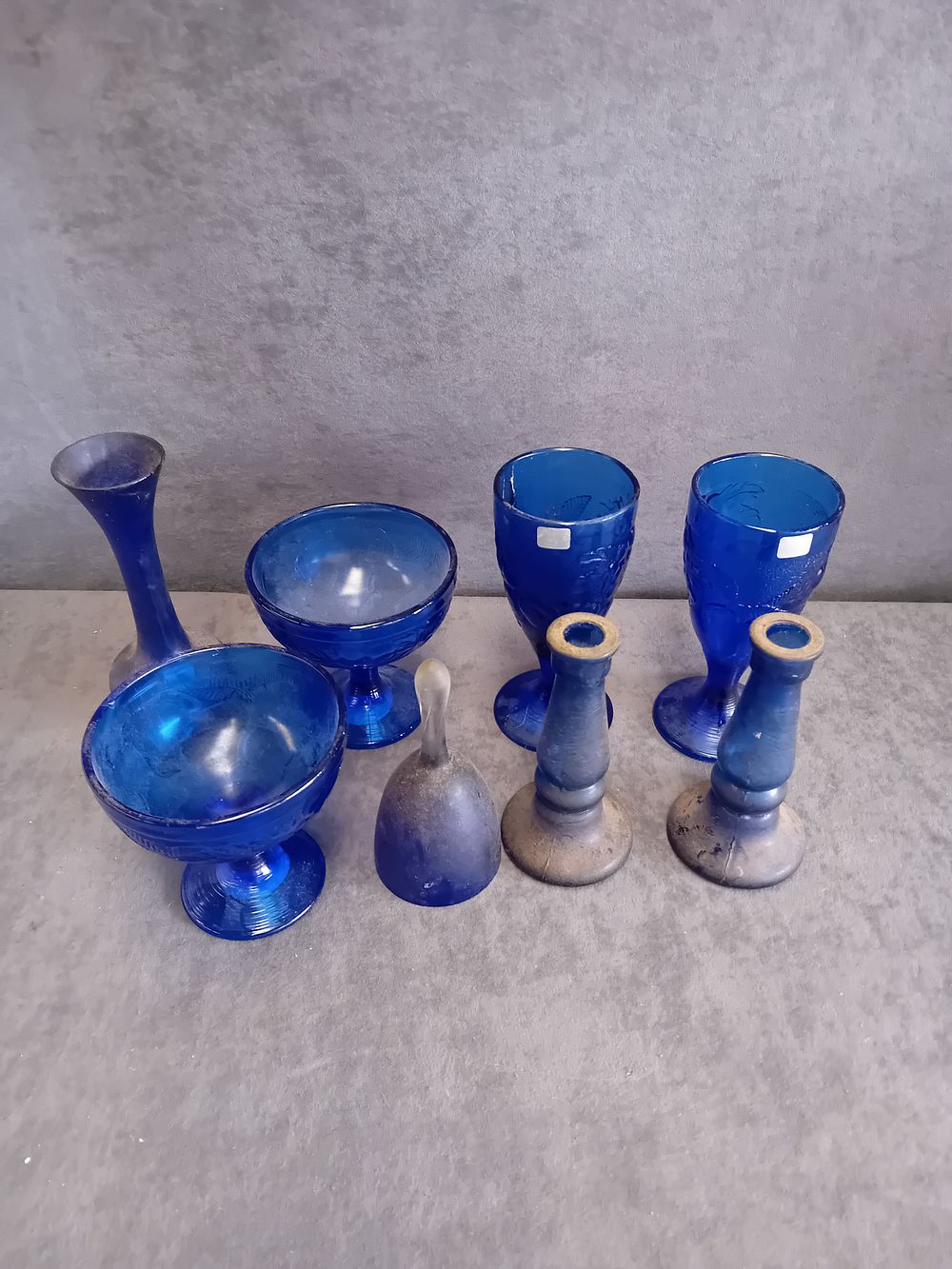Lot 542: A Collection of Cobalt Blue Glassware including Stemware and Decorative Accessories