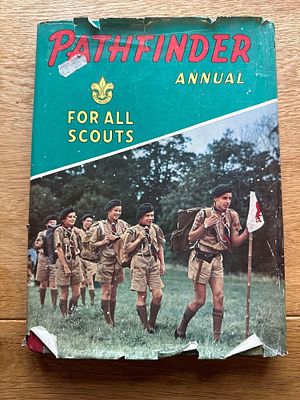 7 x Scout books and pack of playing cards. 5 x pathfinder scout annuals. 1968 Scouts Annual 