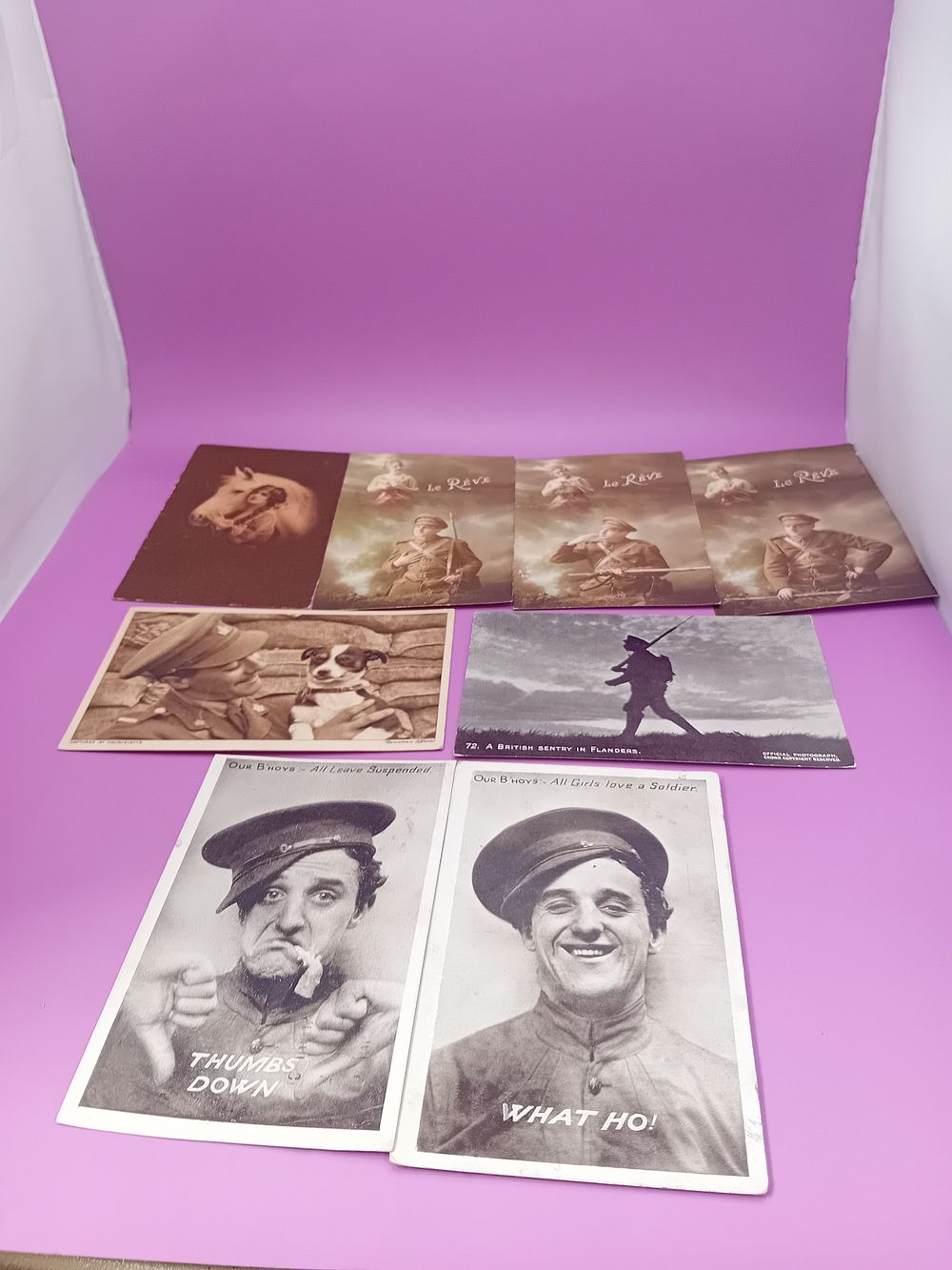 Lot 535: WW1 postcards 8 Various Depicting Cards as pictured&