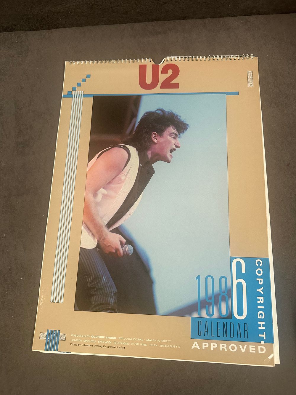 Lot 638: U2 1986 Official Wall Calendar