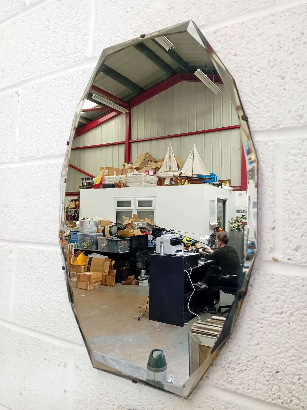 Lot 323: Art Deco Style Frameless Beveled Wall Mirror