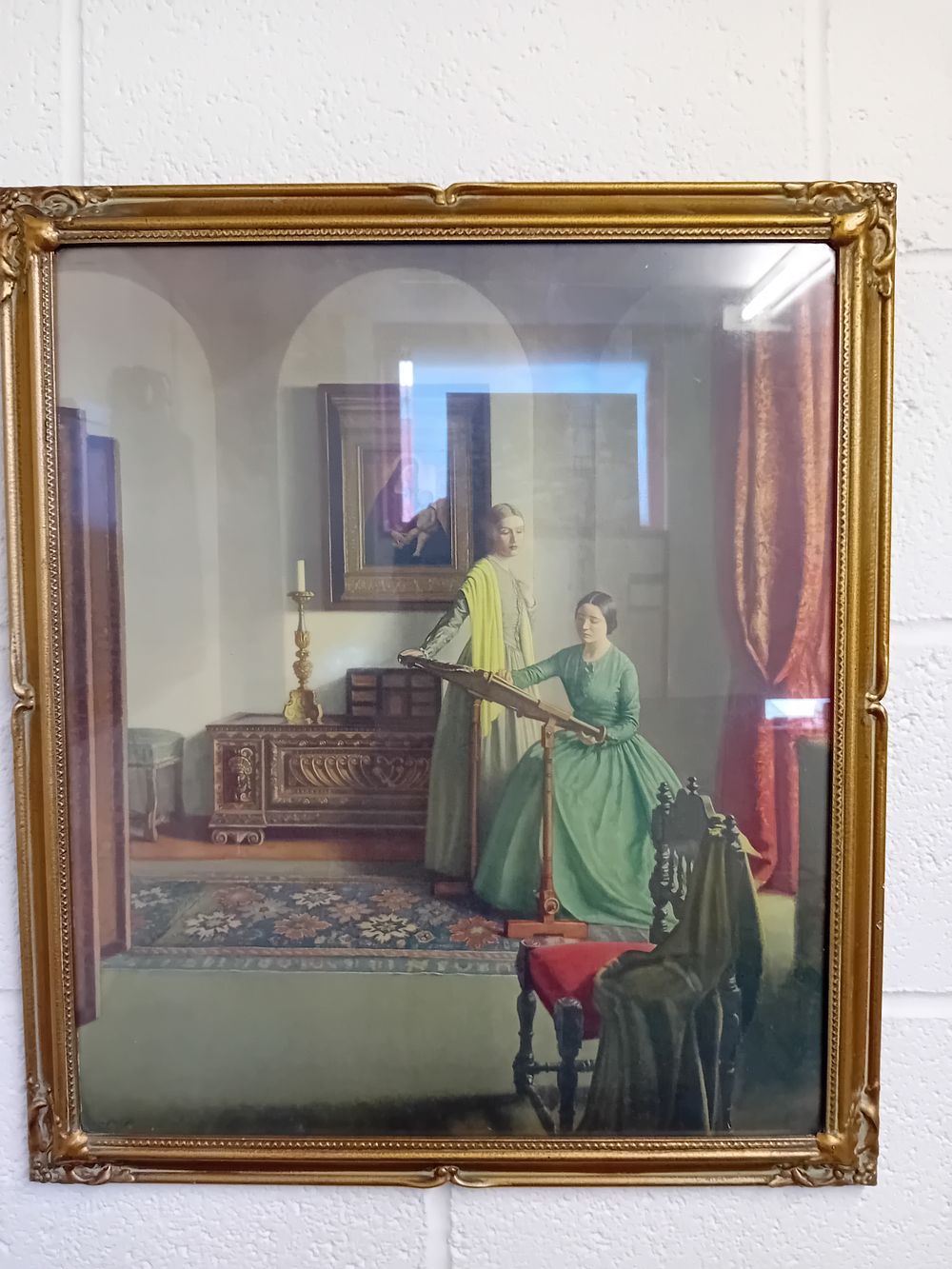 Lot 329: Leonard Campbell Taylor (1874-1969), 'The Sampler, ' Framed Lithograph, Dated 1933