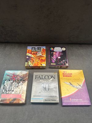 A Collection of Five Vintage Big Box PC Flight Simulation and Combat Video Games. This 