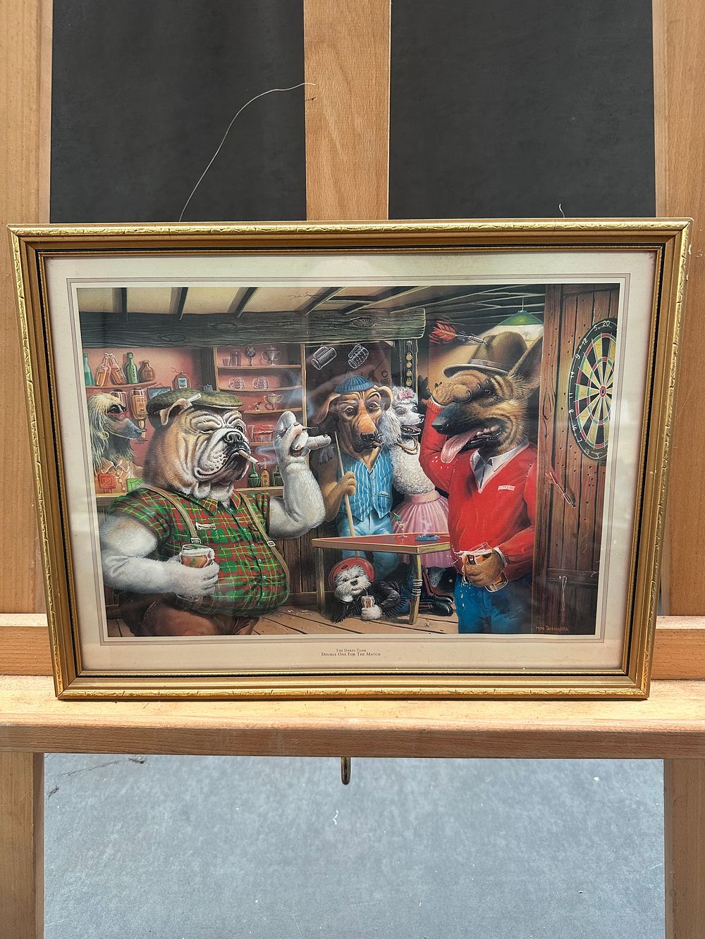 Lot 375: Mike Jackson, The Darts Team, Offset Lithograph, 1986