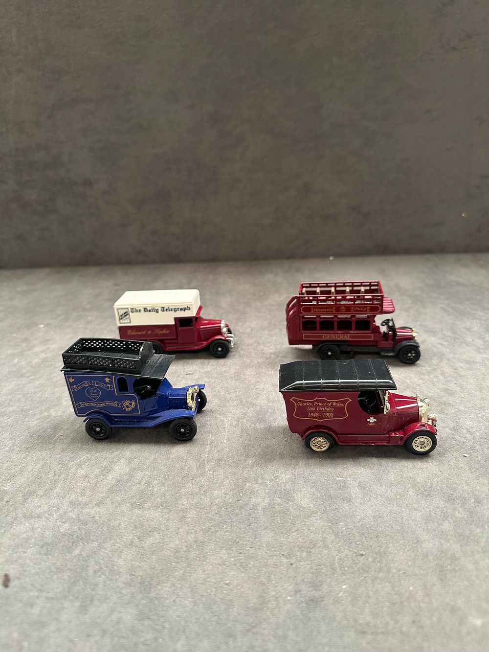 Lot 133: Four British Royal Family Commemorative Die-Cast Toy Vehicles